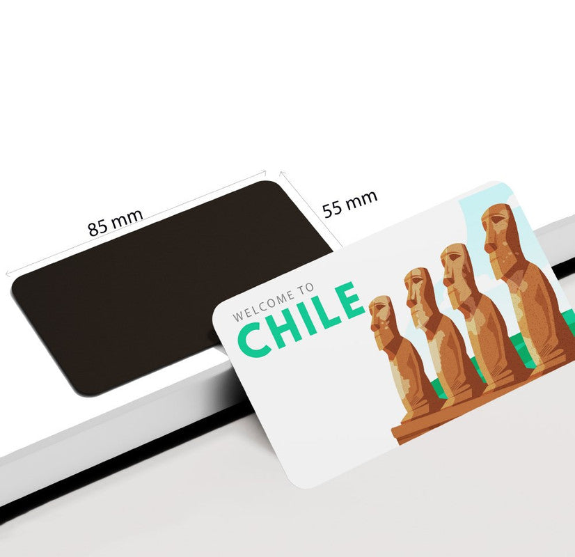 dhcrafts Rectangular Rubber Fridge Magnet / Magnetic Card Multicolor Chile D1 Design Pack of 1 (8.6cm x 5.4cm)